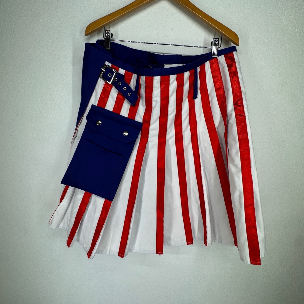 Got Kilt Mens American Flag Utility Kilt Red White Blue Star Cargo Size 38